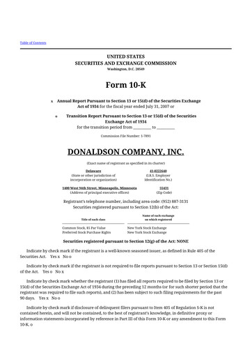 Thumbnail Donaldson Company 10-K Annual Report 