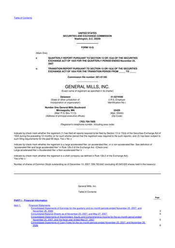 Thumbnail General Mills 10-Q Quarterly Report FY 