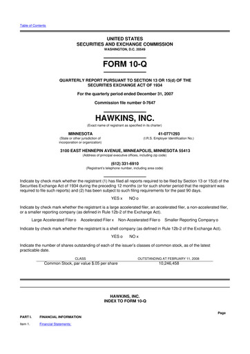 Thumbnail Hawkins 10-Q Quarterly Report FY 