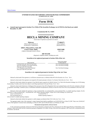 Thumbnail Hecla Mining
 10-K Annual Report 