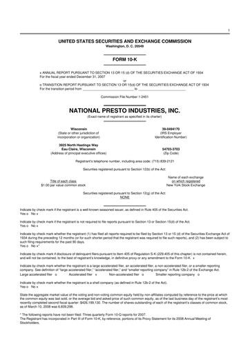 Thumbnail National Presto Industries
 10-K Annual Report 