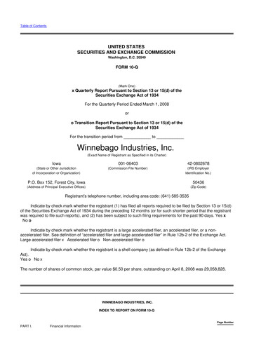 Miniature Winnebago Industries 10-Q Rapport trimestriel  
