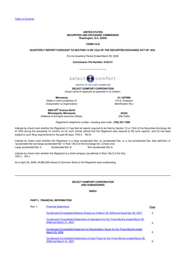 Thumbnail Sleep Number 10-Q Quarterly Report FY 