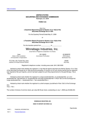 Miniature Winnebago Industries 10-Q Rapport trimestriel  