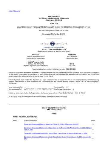 Thumbnail Sleep Number 10-Q Quarterly Report FY 