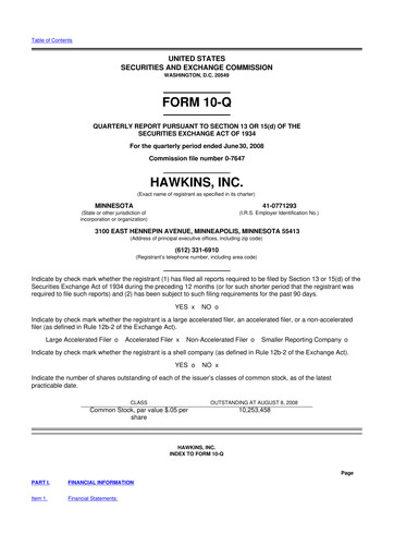 Thumbnail Hawkins 10-Q Quarterly Report FY 