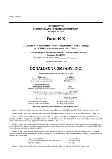 Thumbnail Donaldson Company 10-K Annual Report 