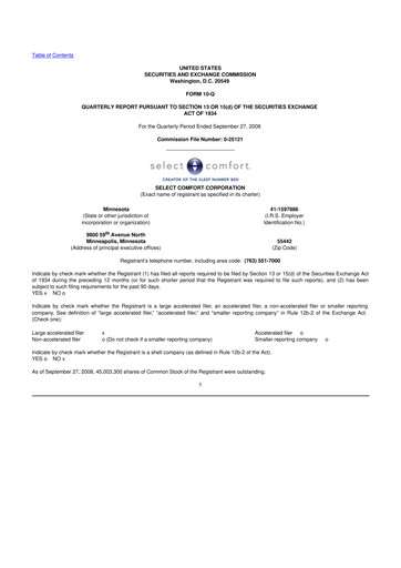 Thumbnail Sleep Number 10-Q Quarterly Report FY 