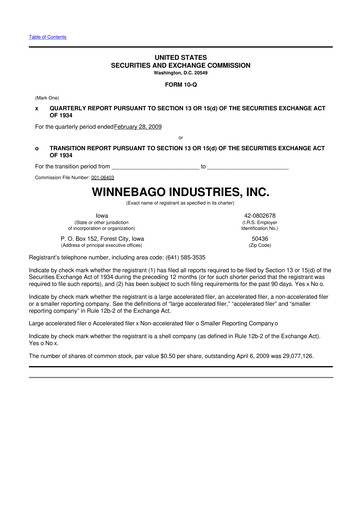 Miniature Winnebago Industries 10-Q Rapport trimestriel  