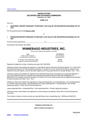 Miniature Winnebago Industries 10-Q Rapport trimestriel  