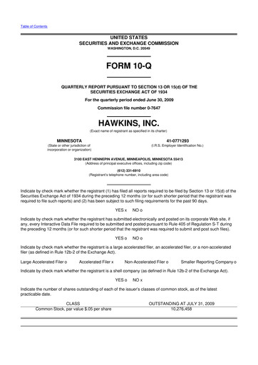 Thumbnail Hawkins 10-Q Quarterly Report FY 