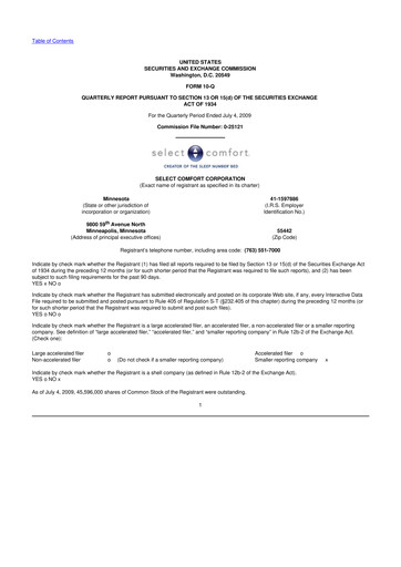 Thumbnail Sleep Number 10-Q Quarterly Report FY 