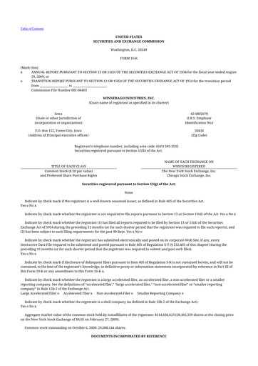 Thumbnail Winnebago Industries 10-K Annual Report 