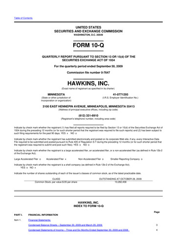Thumbnail Hawkins 10-Q Quarterly Report FY 