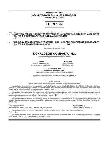 Thumbnail Donaldson Company 10-Q Quarterly Report FY 