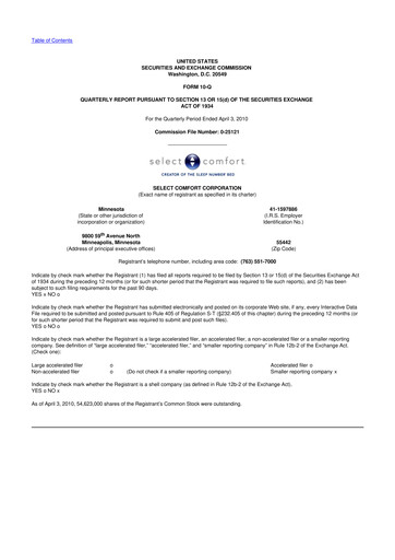 Thumbnail Sleep Number 10-Q Quarterly Report FY 