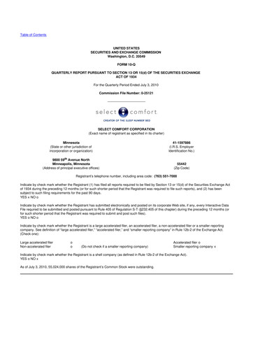 Thumbnail Sleep Number 10-Q Quarterly Report FY 