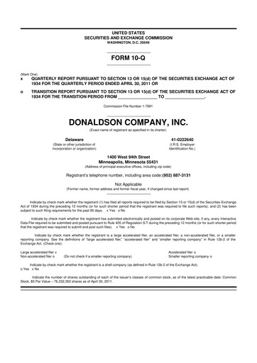 Thumbnail Donaldson Company 10-Q Quarterly Report FY2011 