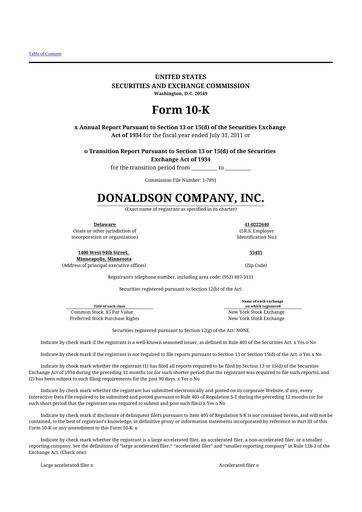 Thumbnail Donaldson Company 10-K Annual Report 2011