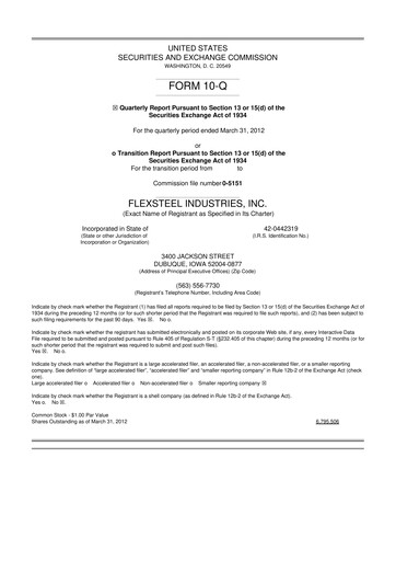 Vorschaubild Flexsteel Industries 10-Q Quartalsbericht 2012 