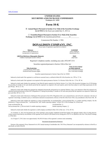 Thumbnail Donaldson Company 10-K Annual Report 2013