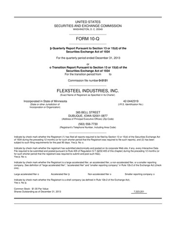 Vorschaubild Flexsteel Industries 10-Q Quartalsbericht 2014 