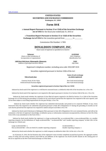 Thumbnail Donaldson Company 10-K Annual Report 2014