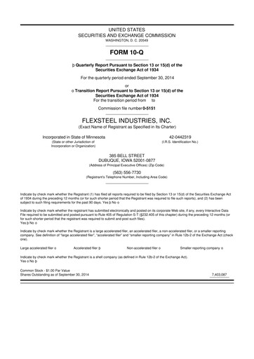 Vorschaubild Flexsteel Industries 10-Q Quartalsbericht 2015 