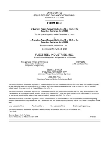 Vorschaubild Flexsteel Industries 10-Q Quartalsbericht 2015 