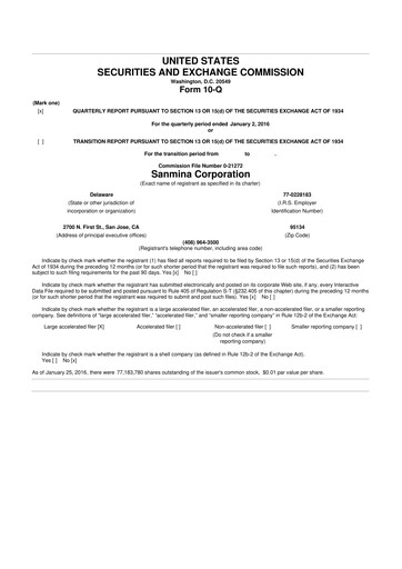 Vorschaubild Sanmina 10-Q Quartalsbericht 2016 