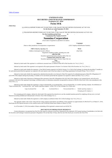 Thumbnail Sanmina 10-K Annual Report 2018