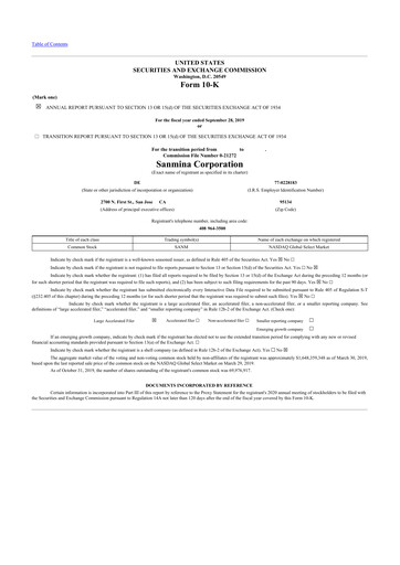 Thumbnail Sanmina 10-K Annual Report 2019