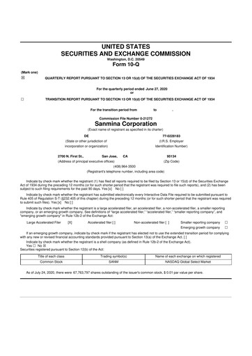 Vorschaubild Sanmina 10-Q Quartalsbericht 2020 