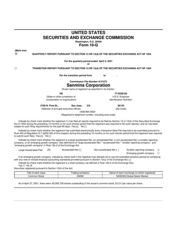 Vorschaubild Sanmina 10-Q Quartalsbericht 2021 