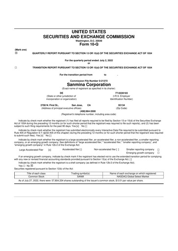 Vorschaubild Sanmina 10-Q Quartalsbericht 2022 