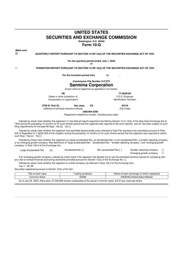 Vorschaubild Sanmina 10-Q Quartalsbericht 2023 