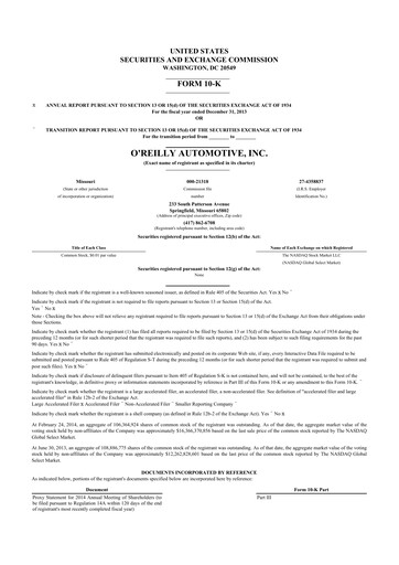 Thumbnail O'Reilly Automotive 10-K Annual Report 2013