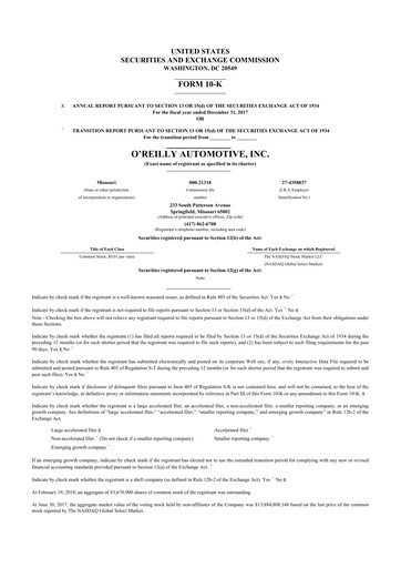 Thumbnail O'Reilly Automotive 10-K Annual Report 2017
