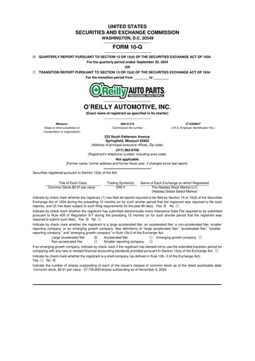 Thumbnail O'Reilly Automotive 10-Q Quarterly Report FY2024 