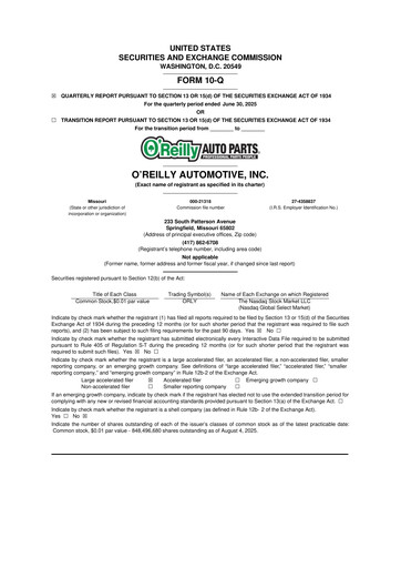 Thumbnail O'Reilly Automotive 10-Q Quarterly Report FY2025 