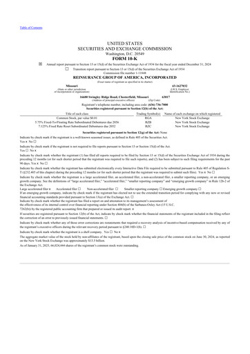 Thumbnail Reinsurance Group of America
 10-K Annual Report 2024