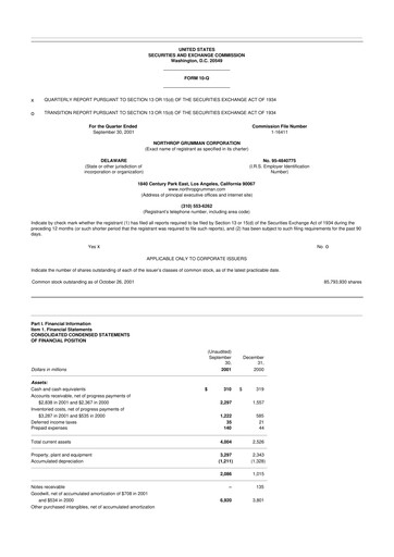 Vorschaubild Northrop Grumman 10-Q Quartalsbericht  