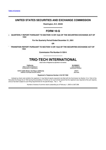 Thumbnail Trio-Tech International 10-Q Quarterly Report FY2002-02-11 