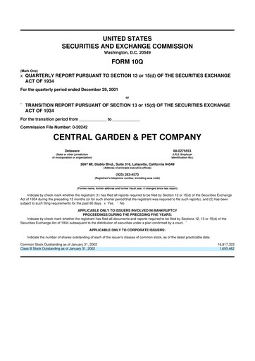 Miniature Central Garden & Pet 10-Q Rapport trimestriel  