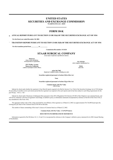 Thumbnail STAAR Surgical 10-K Annual Report 