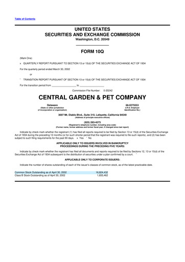 Miniature Central Garden & Pet 10-Q Rapport trimestriel  