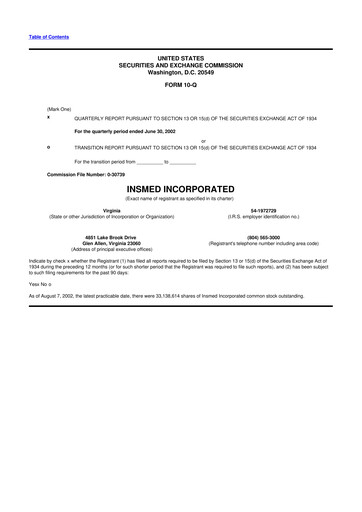 Vorschaubild Insmed 10-Q Quartalsbericht  