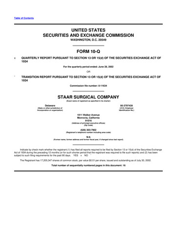 Thumbnail STAAR Surgical 10-Q Quarterly Report FY 
