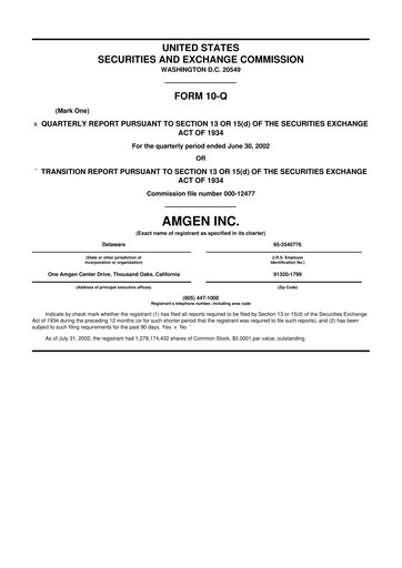 Miniature Amgen 10-Q Rapport trimestriel  
