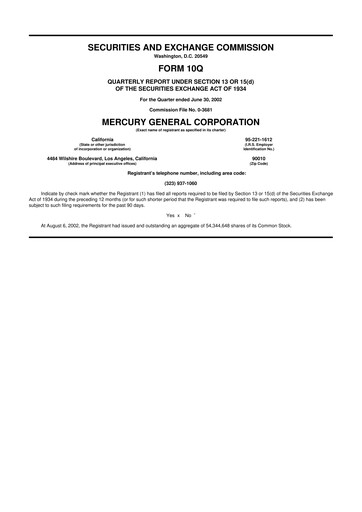 Thumbnail Mercury General
 10-Q Quarterly Report FY 